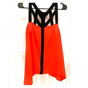Bisou Bisou orange and black dress tank